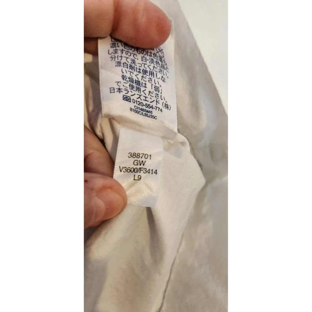 Women White 100% Cotton Military Jacket Land's End, Button‎ Front Size M